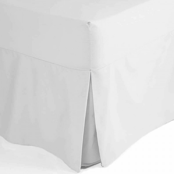 Double Bed Valance Sheet in White 1000 Thread Cotton